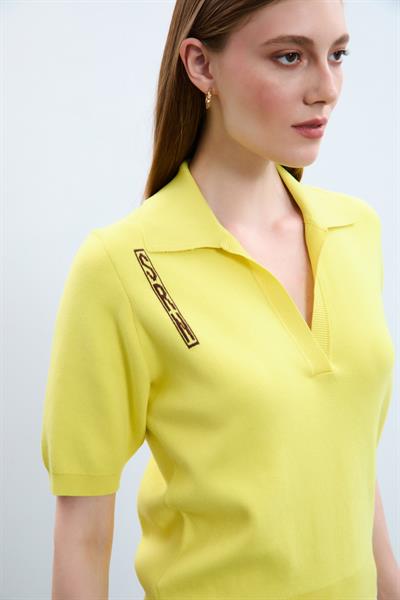 Свитер С Поло Воротником И Печатным Декором Из 100% Органического Хлопка KZK10652 SARI