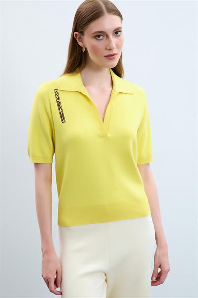 Свитер С Поло Воротником И Печатным Декором Из 100% Органического Хлопка KZK10652 SARI