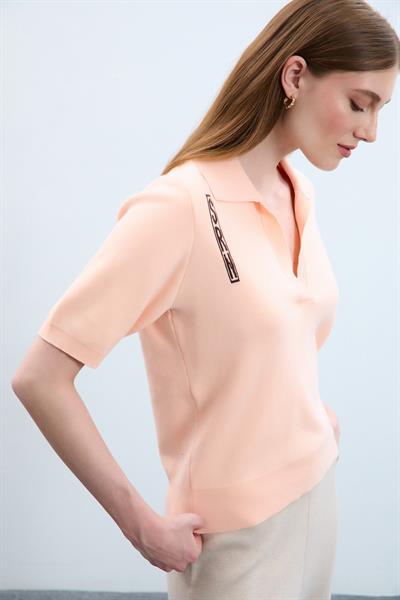 Свитер С Поло Воротником И Печатным Декором Из 100% Органического Хлопка KZK10652 SOMON