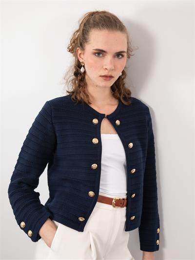 Кардиган с пуговицами из 100% органического хлопка HRK9576LACIVERT