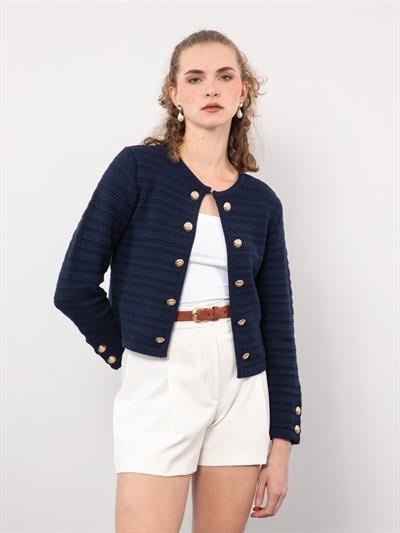 Кардиган с пуговицами из 100% органического хлопка HRK9576LACIVERT