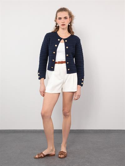 Кардиган с пуговицами из 100% органического хлопка HRK9576LACIVERT