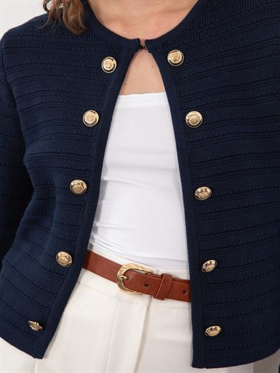 Кардиган с пуговицами из 100% органического хлопка HRK9576LACIVERT