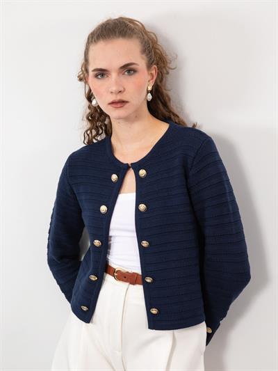 Кардиган с пуговицами из 100% органического хлопка HRK9576LACIVERT