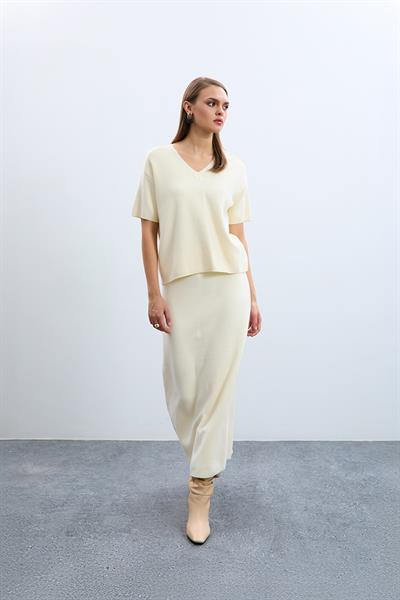 Юбка миди из 100% органического хлопка ETK10986KEMİK