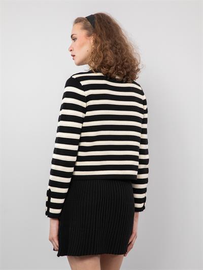 Кардиган в полоску с пуговицами из 100% органического хлопка HRK9460SIYAH