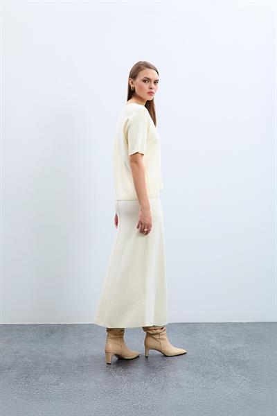 Свитер с V-образным вырезом из 100% органического хлопка KZK10984KEMİK