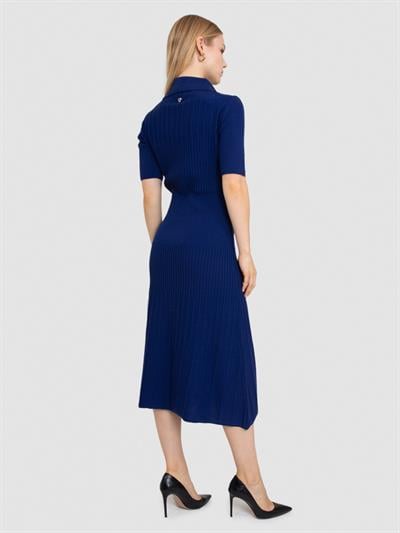 Трикотажное платье в рубчик из 100% органической шерсти ELB8670LACIVERT