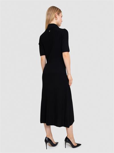 Трикотажное платье в рубчик из 100% органической шерсти ELB8670SIYAH