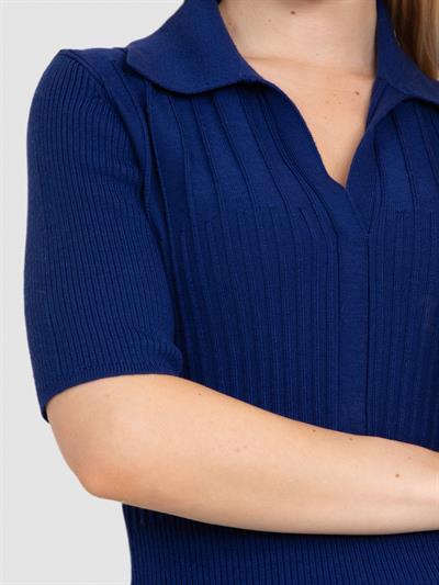 Трикотажное платье в рубчик из 100% органической шерсти ELB8670LACIVERT