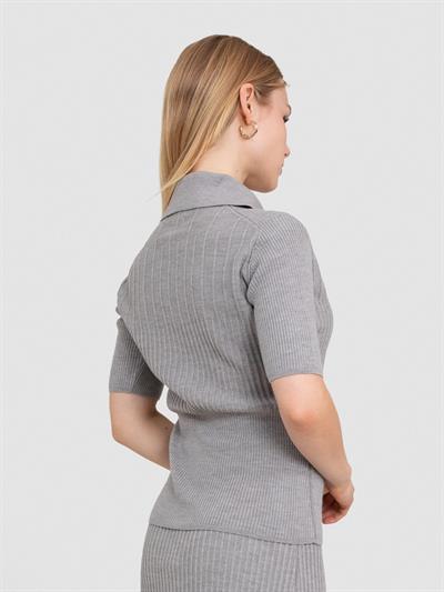 Трикотажный свитер в рубчик из 100% органической шерсти KZK8676GRI MELANJ