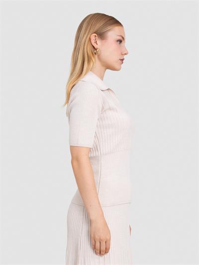 Трикотажный свитер в рубчик из 100% органической шерсти KZK8676TAŞ