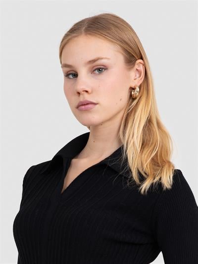 Трикотажный свитер в рубчик из 100% органической шерсти KZK8676SIYAH