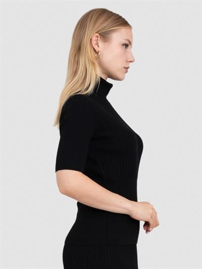 Свитер с высоким воротником из 100% органической шерсти KZK8678SIYAH