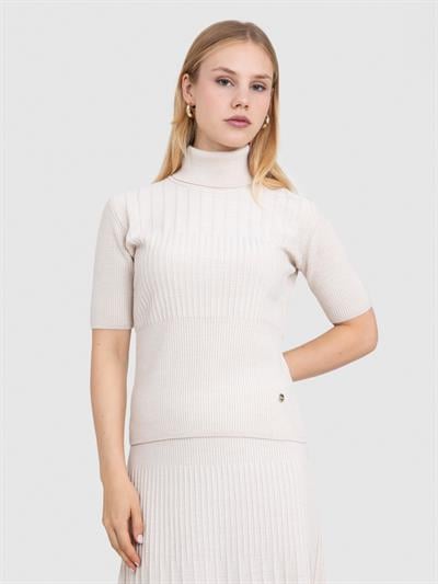 Свитер с высоким воротником из 100% органической шерсти KZK8678TAS