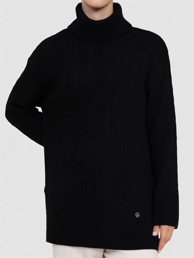 Свитер косой вязки с верхним воротником из 100 % органического материала. KZK8590SIYAH