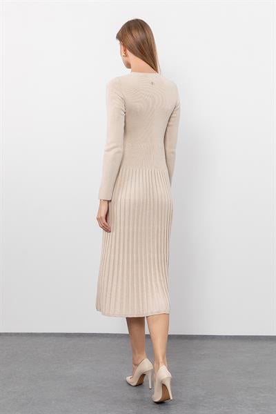 Вельветовое платье из 100% органической шерсти ELB9764KEMİK