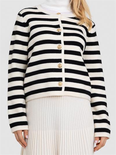 Кардиган в полоску из 100% шерсти с пуговицами HRK8262KEMIKSIYAH