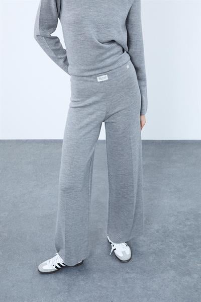 Брюки С Высокой Талией Из 100% Шерсти PNT9792 GRİ