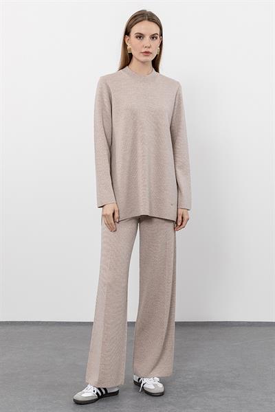 Брюки С Высокой Талией Из 100% Шерсти PNT9792 BEJMELANJ