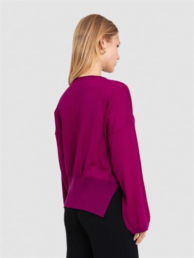 Свитер с круглым вырезом из 100% шерсти KZK6428KOYU FUŞYA