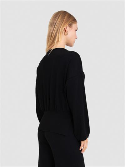 Свитер с круглым вырезом из 100% шерсти KZK6428SIYAH