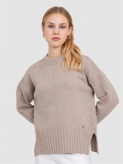 Свитер с круглым вырезом из 100% шерсти KZK7686KOYUBEJ