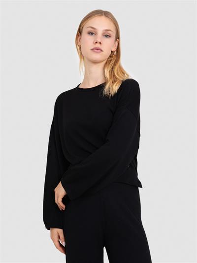 Свитер с круглым вырезом из 100% шерсти KZK6428SIYAH