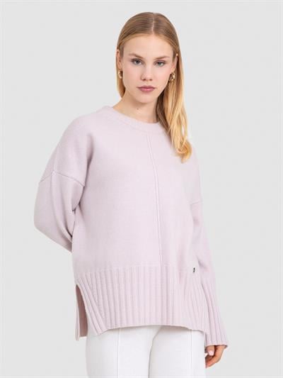 Свитер с круглым вырезом из 100% шерсти KZK7686PUDRA