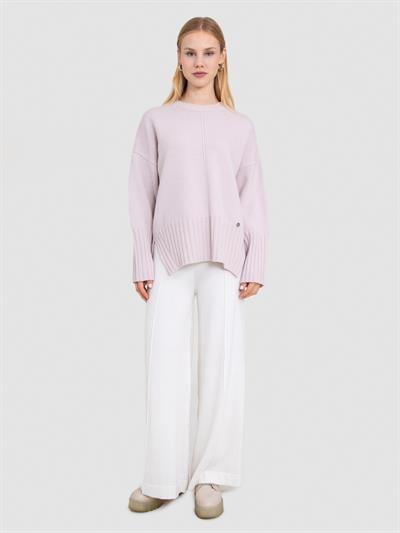 Свитер с круглым вырезом из 100% шерсти KZK7686PUDRA