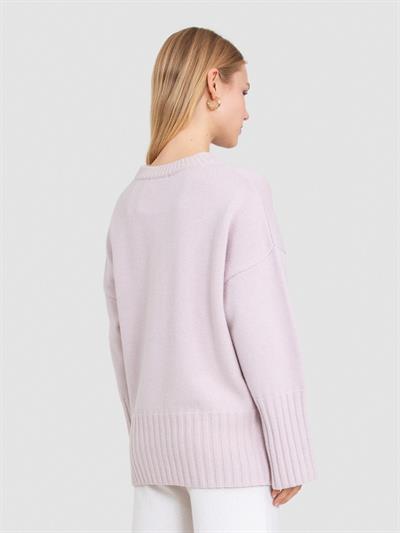 Свитер с круглым вырезом из 100% шерсти KZK7686PUDRA