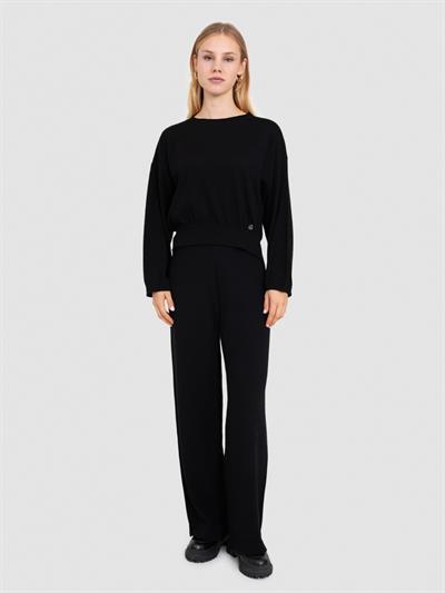 Свитер с круглым вырезом из 100% шерсти KZK6428SIYAH