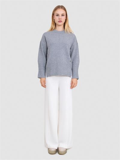 Свитер с круглым вырезом из 100% шерсти KZK7686GRI