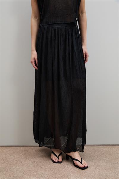 Текстурированная юбка с высокой талией и ажурными вставками ETK12282SİYAH