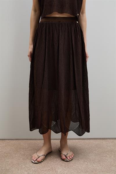 Текстурированная юбка с высокой талией и ажурными вставками ETK12282KAHVE