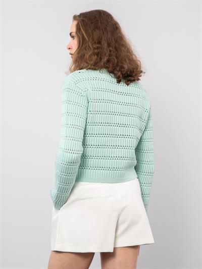 Ажурный кардиган с пуговицами HRK9604MINTYESILI