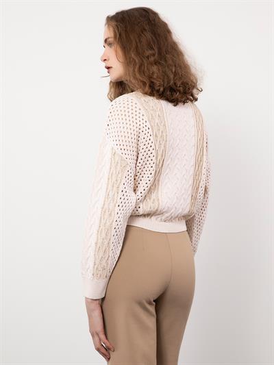 Ажурный свитер с металлизированной веревкой KZK9590KEMIK