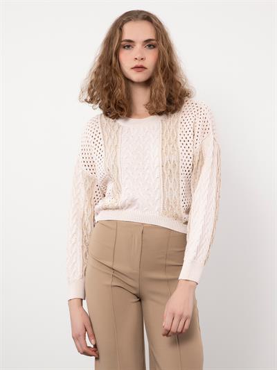 Ажурный свитер с металлизированной веревкой KZK9590KEMIK