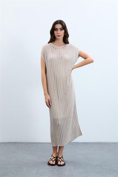 Ажурное платье-стринги с эффектом металлик ELB9610TAŞ