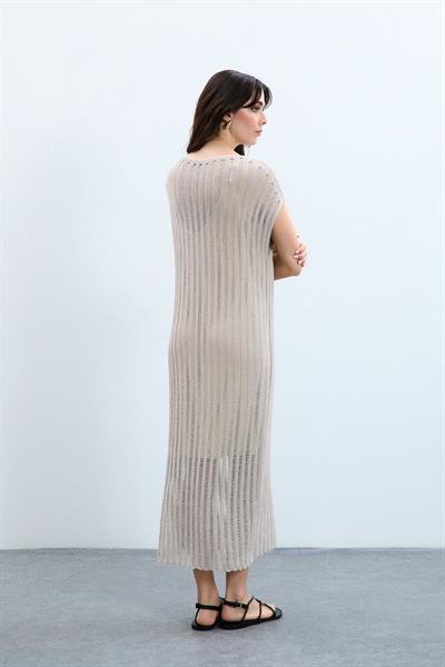 Ажурное платье-стринги с эффектом металлик ELB9610TAŞ