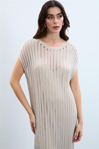 Ажурное платье-стринги с эффектом металлик ELB9610TAŞ