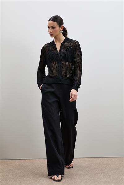 Кардиган с молнией и открытым вязанием