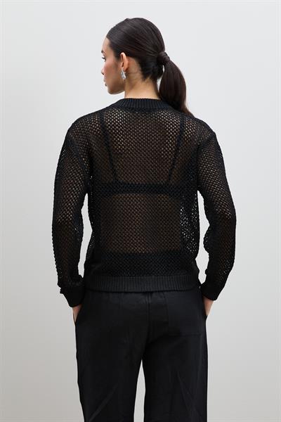 Кардиган с молнией и открытым вязанием