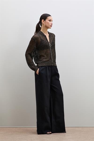 Кардиган с молнией и открытым вязанием