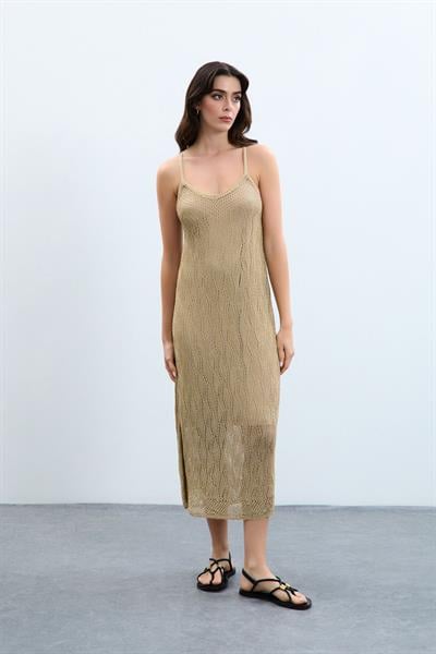 Ажурное платье с металлизированной завязкой на спине ELB9710SARI