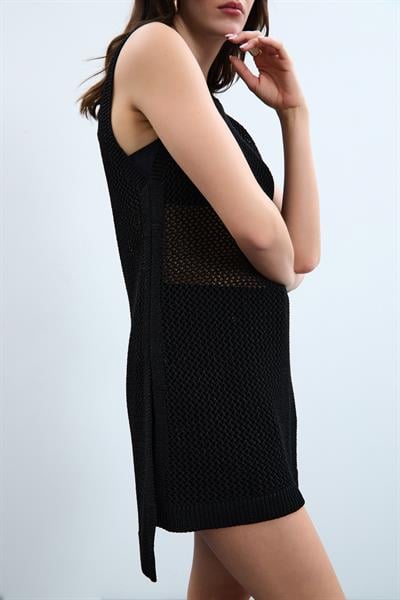 Ажурная туника-струна металлик TNK8048SİYAH