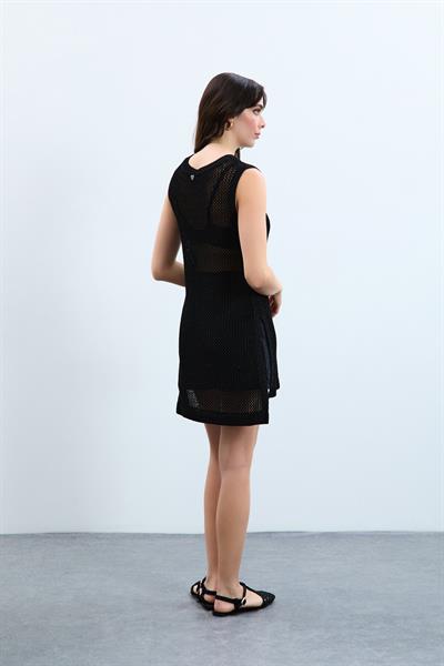 Ажурная туника-струна металлик TNK8048SİYAH