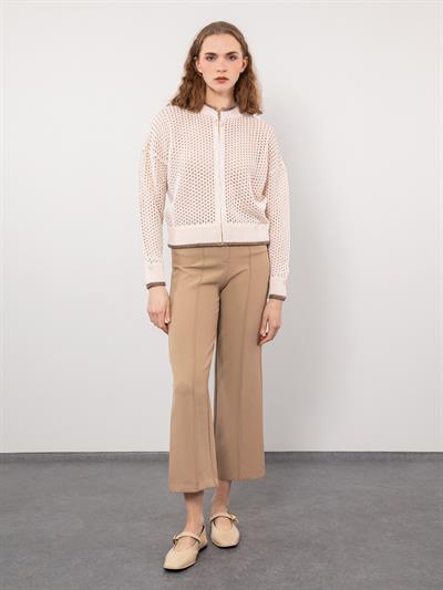 Ажурный кардиган на молнии в полоску с эффектом металлик HRK8062KEMIK