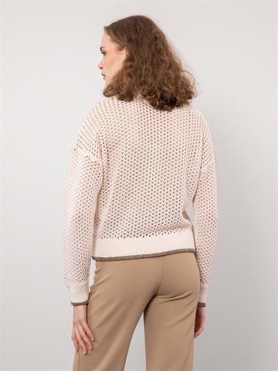 Ажурный кардиган на молнии в полоску с эффектом металлик HRK8062KEMIK