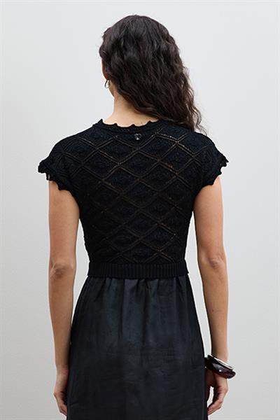 Льняное Миди-Платье С Ажурными Деталями